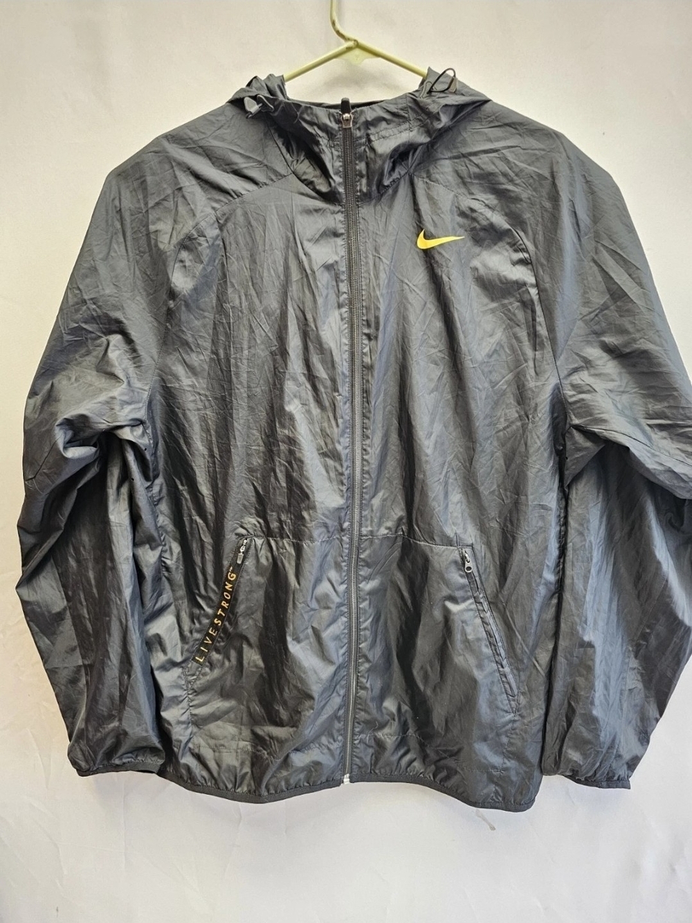 Nike Livestrong Mens Running Jacket Black Yellow 1/4 Zip Windbreaker Large Bike